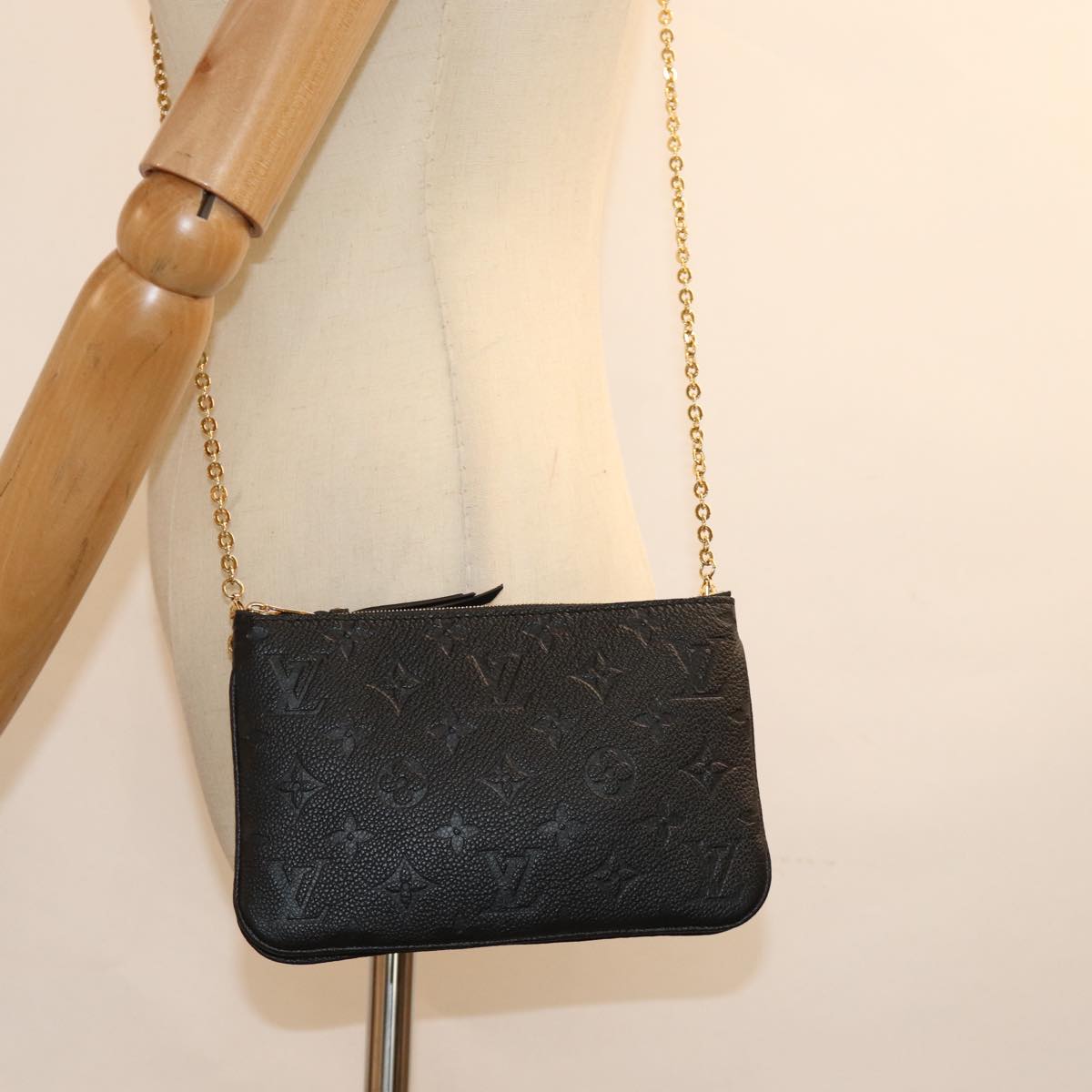 LOUIS VUITTON Monogram Empreinte Pochette Double Zip Bag M68568 LV Auth 82076S