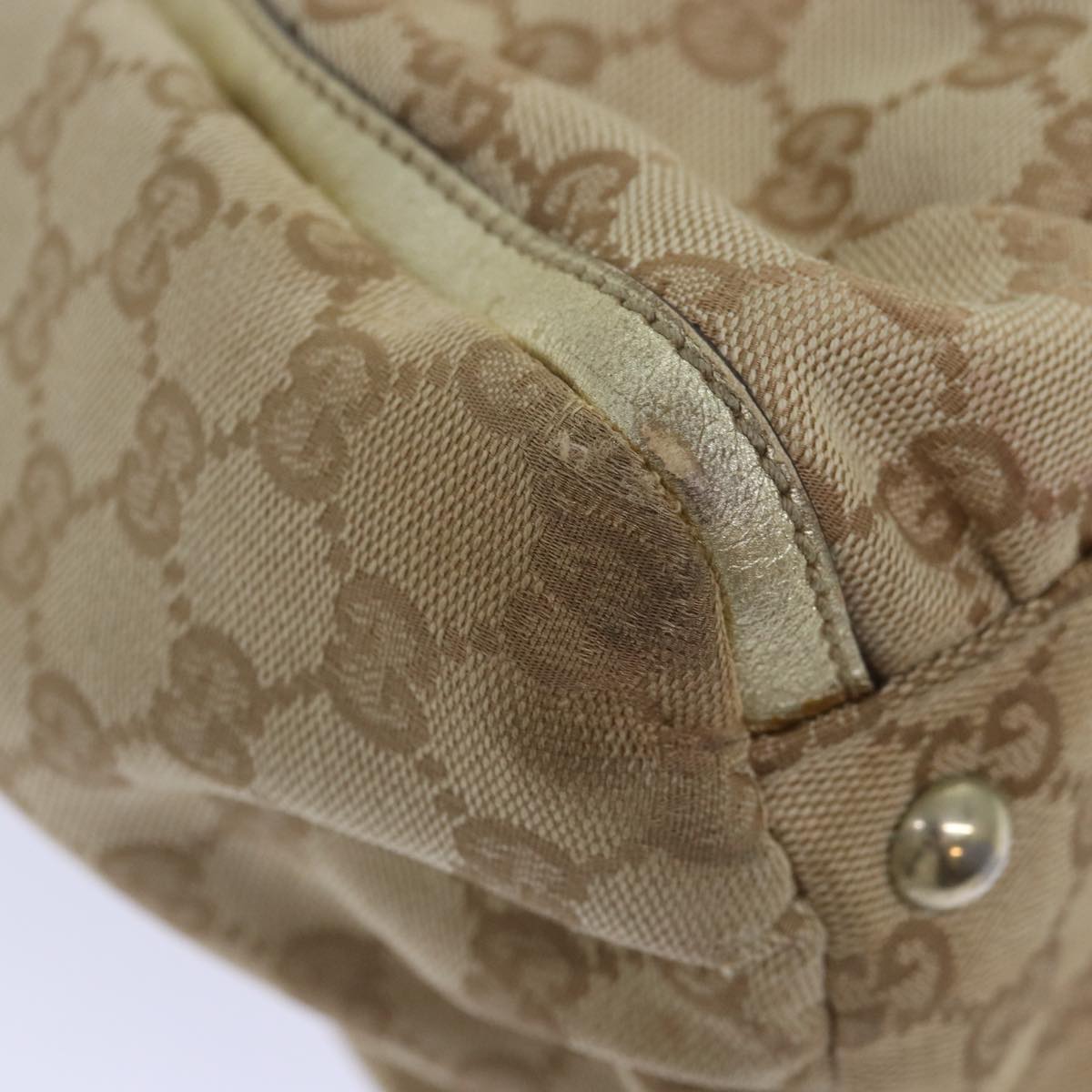 GUCCI GG Canvas Abbey Tote Bag Beige Gold 189835 Auth 82100