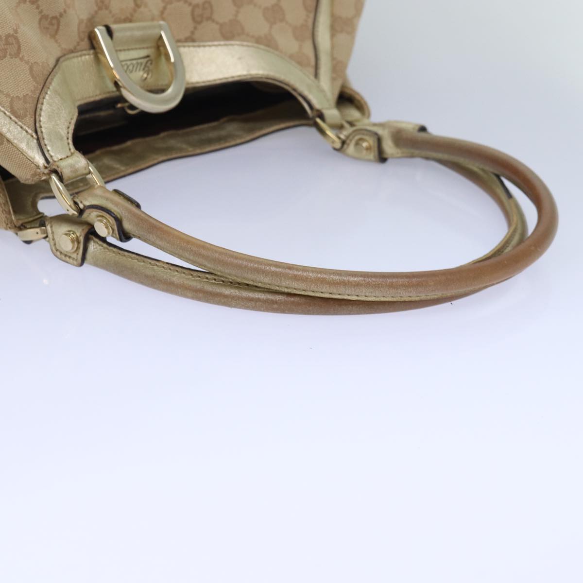 GUCCI GG Canvas Abbey Tote Bag Beige Gold 189835 Auth 82100