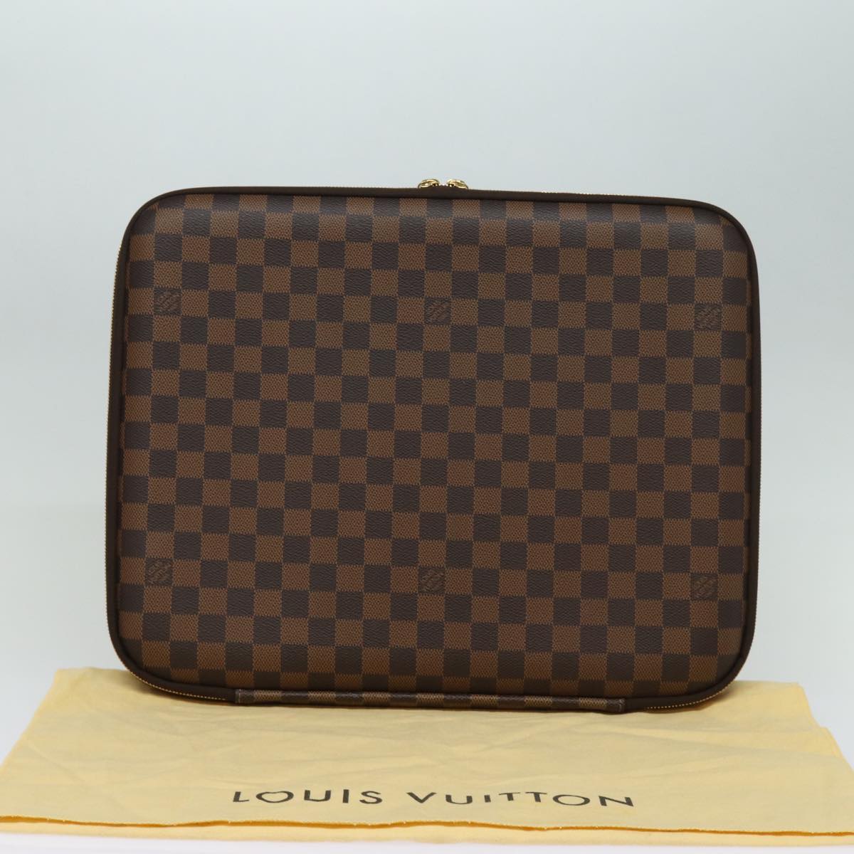 LOUIS VUITTON Damier Ebene Computer Sleeve MM PC Case N58023 LV Auth 82125A