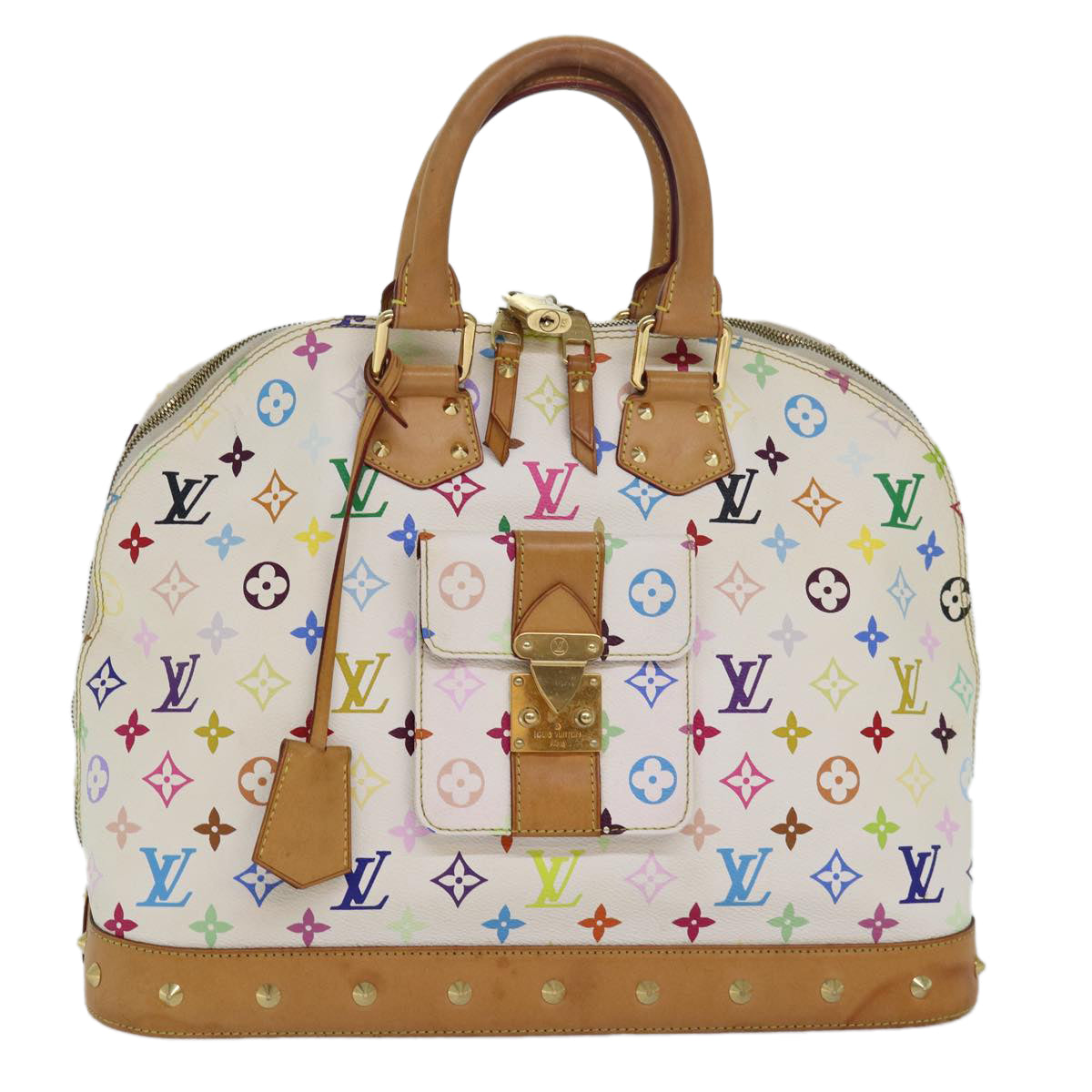 LOUIS VUITTON Monogram Multicolor Alma GM Hand Bag White M40441 LV Auth 82126A