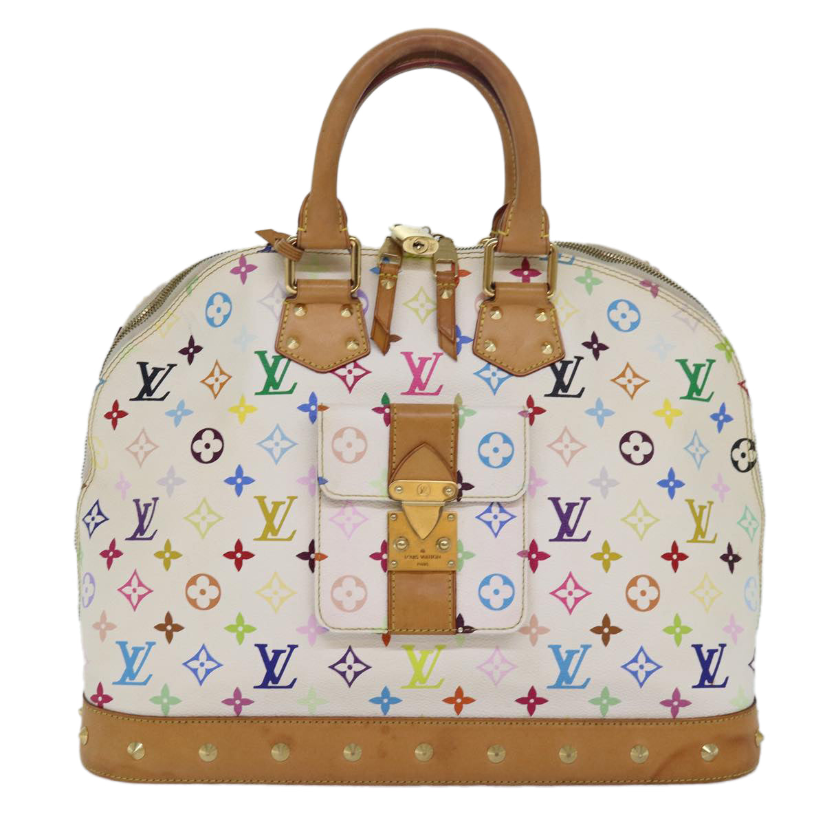 LOUIS VUITTON Monogram Multicolor Alma GM Hand Bag White M40441 LV Auth 82126A