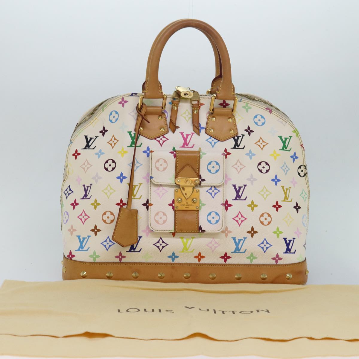 LOUIS VUITTON Monogram Multicolor Alma GM Hand Bag White M40441 LV Auth 82126A