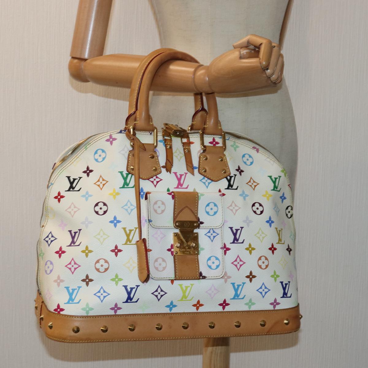 LOUIS VUITTON Monogram Multicolor Alma GM Hand Bag White M40441 LV Auth 82126A