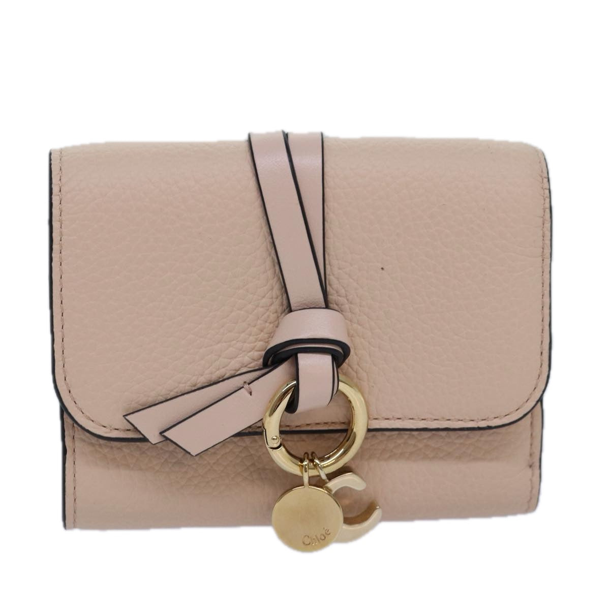 Chloe Wallet Leather Pink Auth 82138