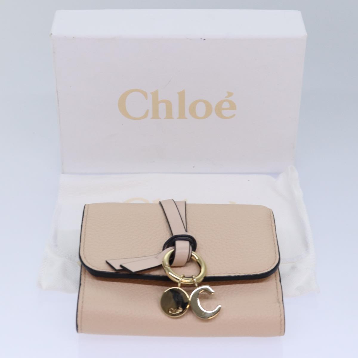 Chloe Wallet Leather Pink Auth 82138