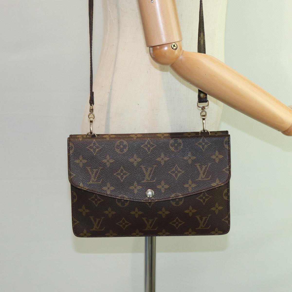 LOUIS VUITTON Monogram Double Rabat Shoulder Bag M51815 LV Auth 82141