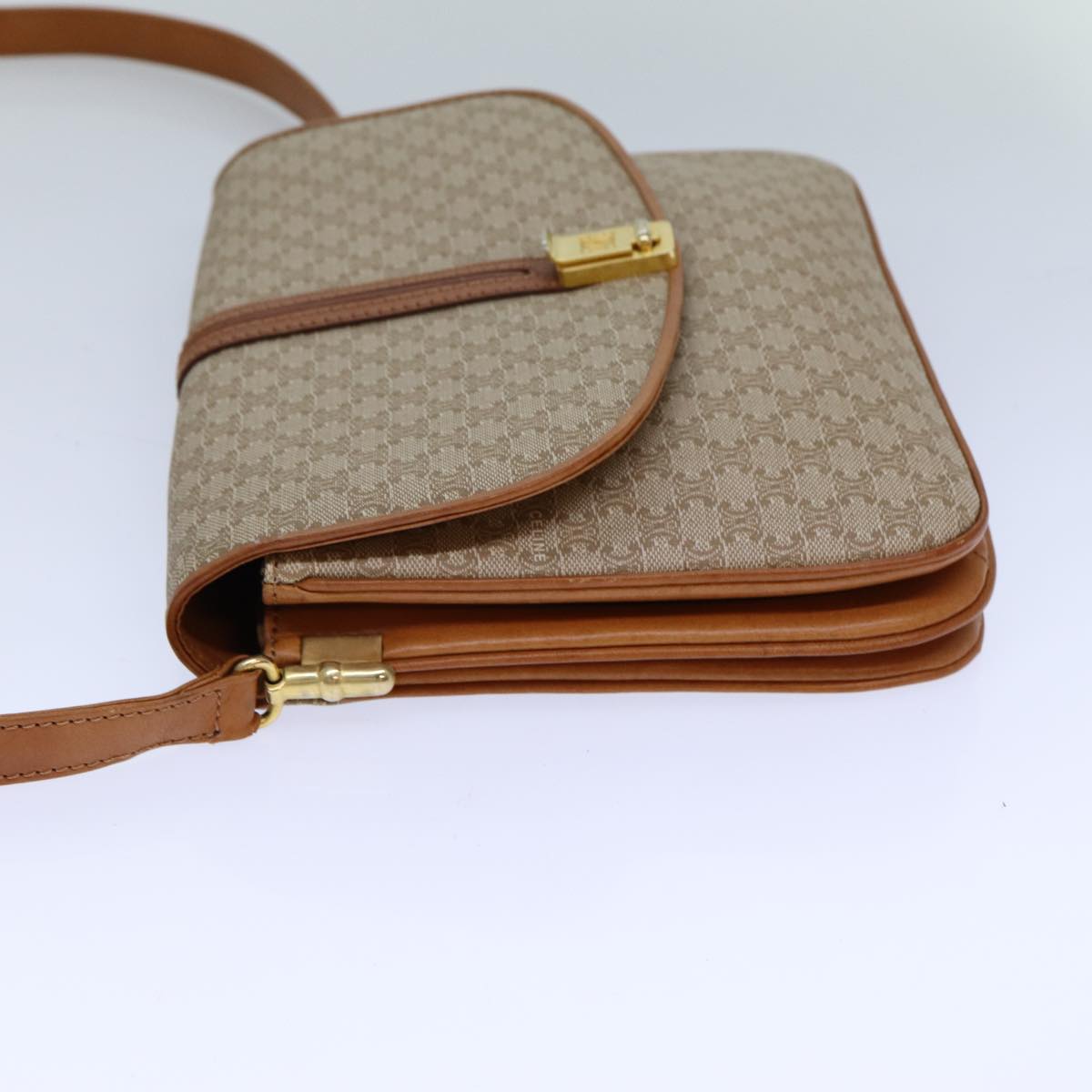 CELINE Macadam Canvas Shoulder Bag Beige Brown Auth 82147