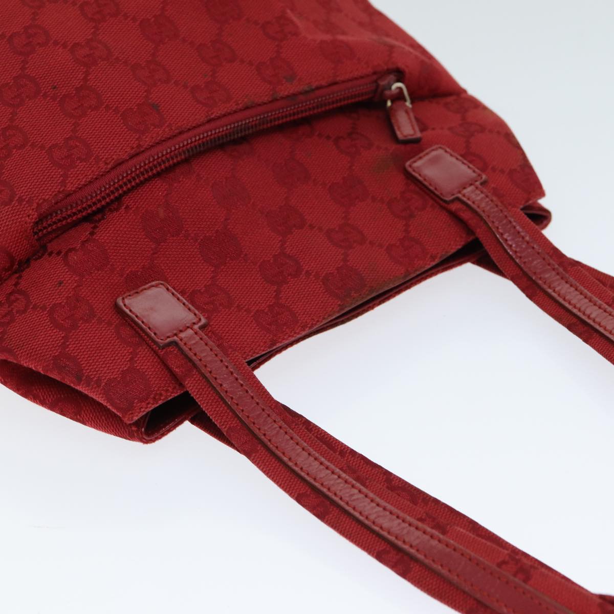 GUCCI GG Canvas Shoulder Bag Red 002 1075 Auth 82164