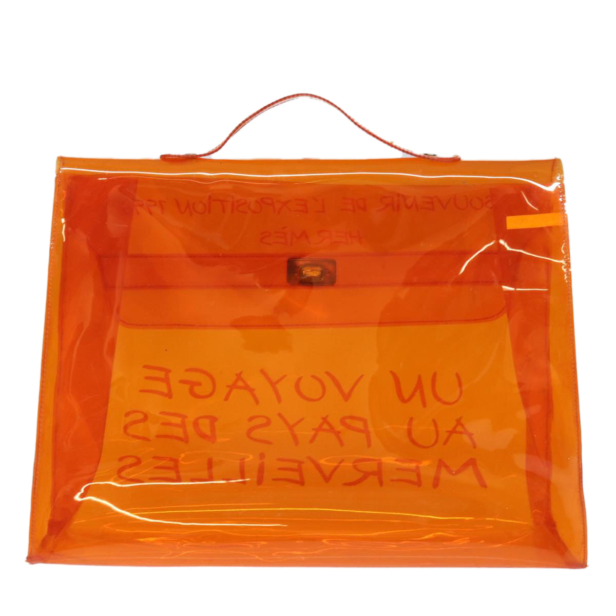 HERMES Hand Bag Vinyl Orange Auth 82168 - 0