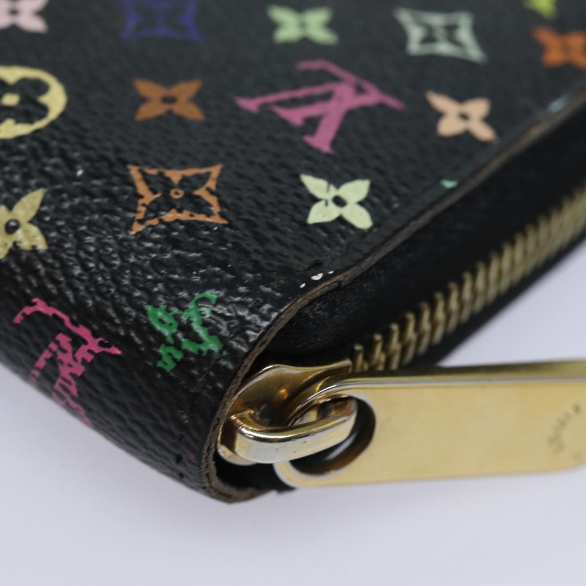 LOUIS VUITTON Monogram Multicolor Zippy Wallet Black M60243 LV Auth 82169