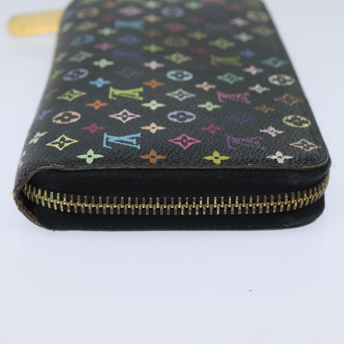 LOUIS VUITTON Monogram Multicolor Zippy Wallet Black M60243 LV Auth 82169