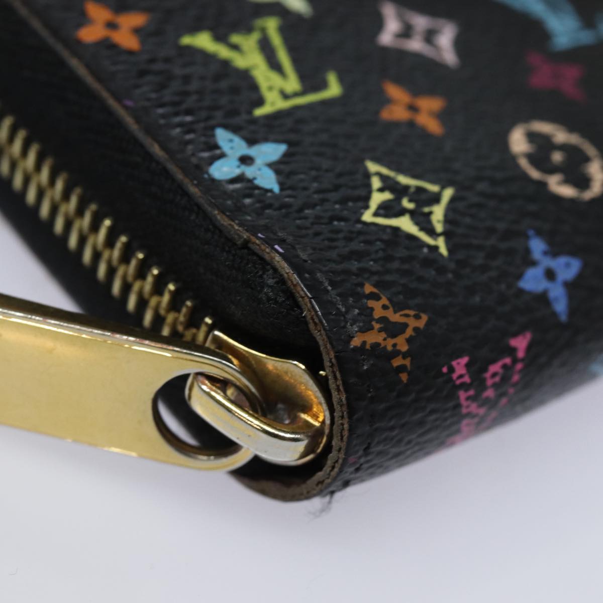 LOUIS VUITTON Monogram Multicolor Zippy Wallet Black M60243 LV Auth 82169