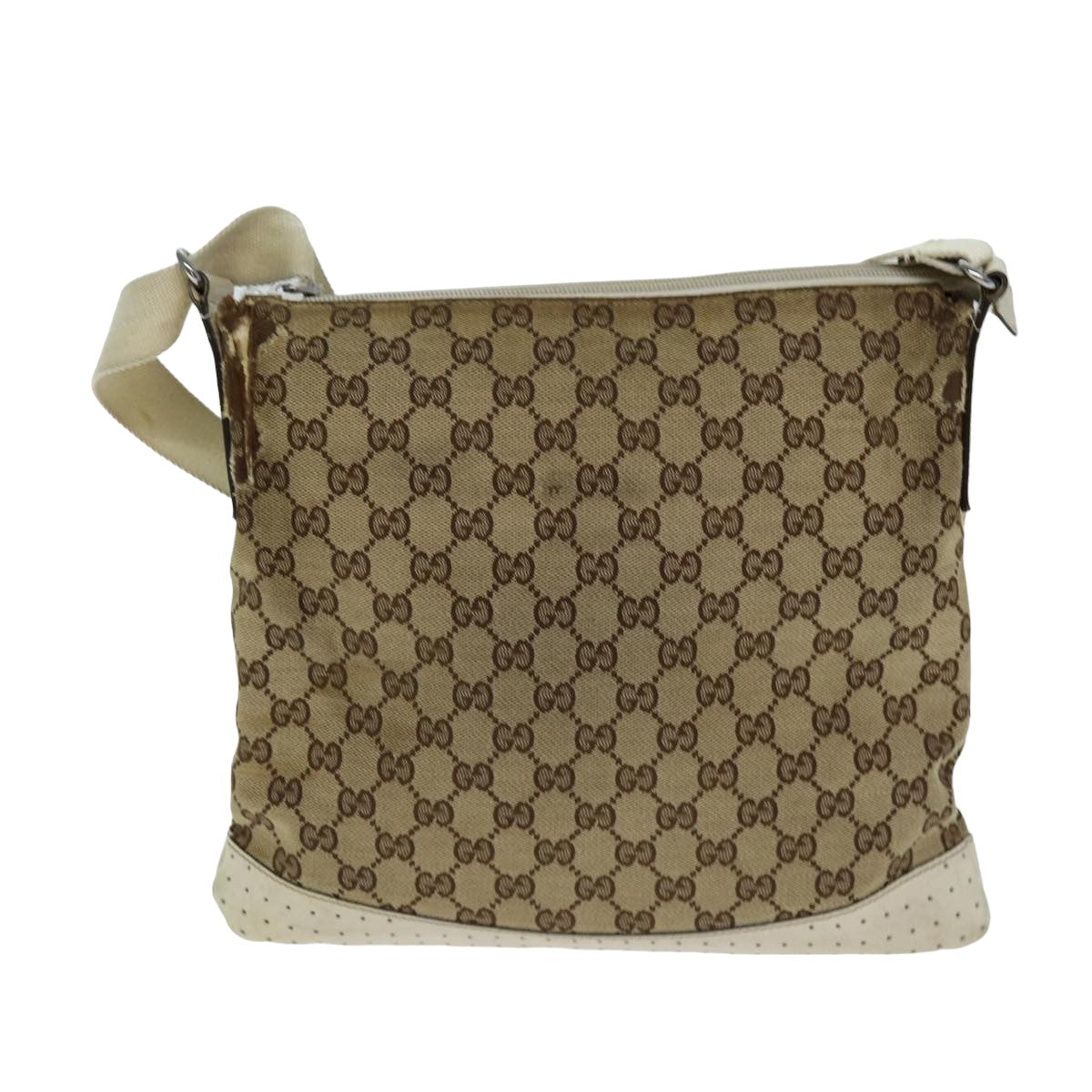 GUCCI GG Canvas Shoulder Bag Beige White 145857 Auth 82178 - 0