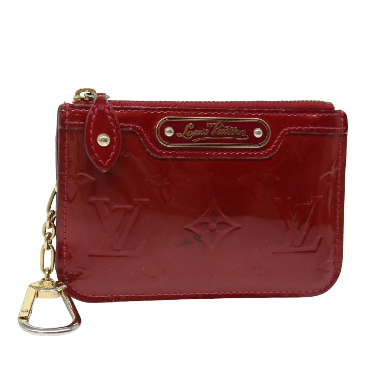 LOUIS VUITTON Vernis Pochette Cles NM Purse Rouge Grunadine M91737 Auth 82181