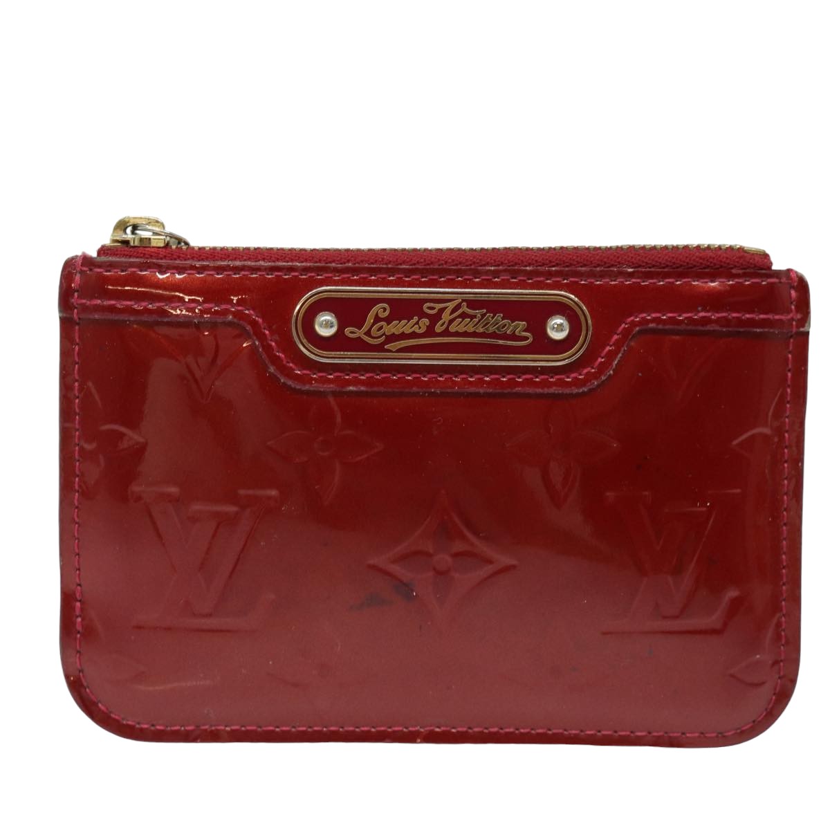 LOUIS VUITTON Vernis Pochette Cles NM Purse Rouge Grunadine M91737 Auth 82181