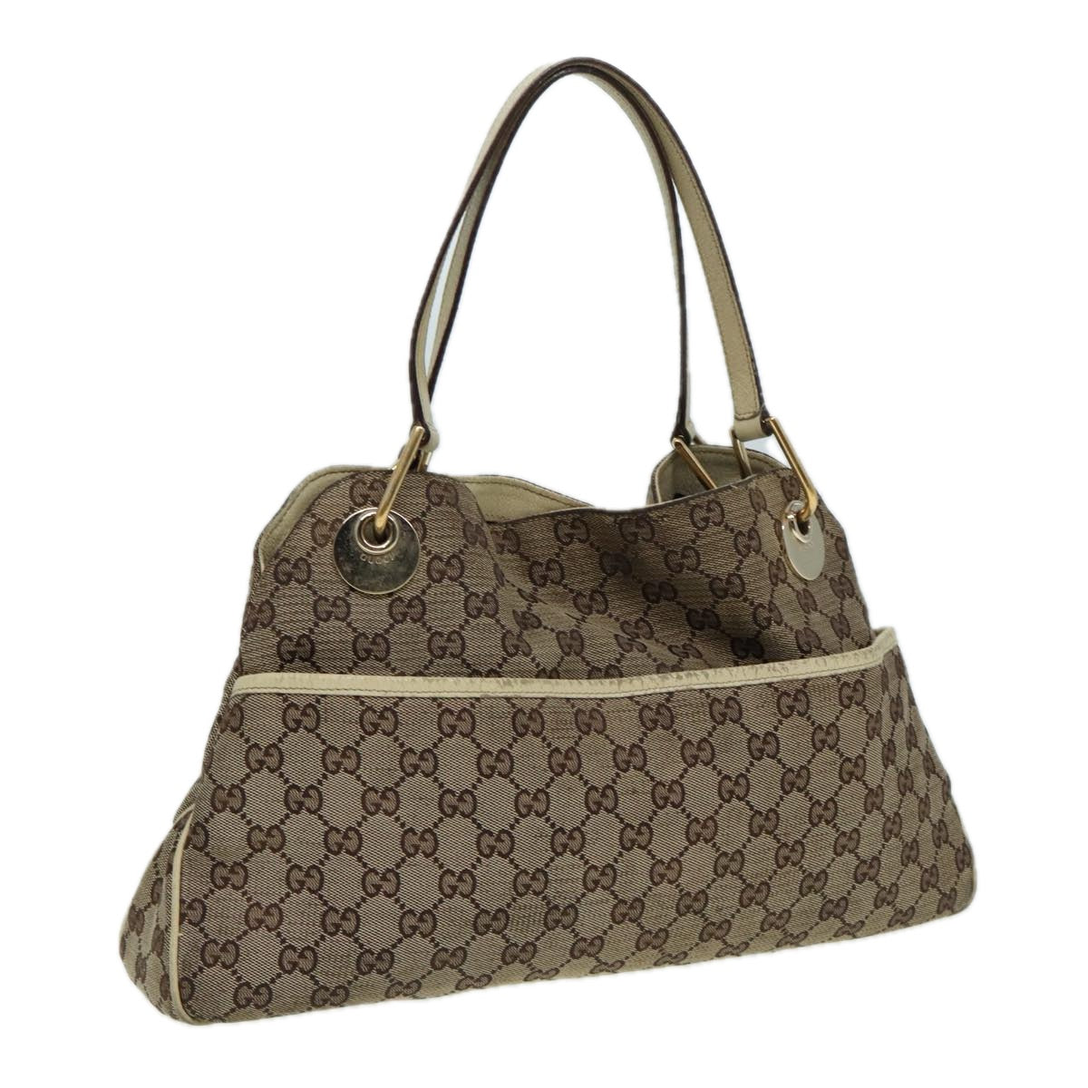 GUCCI GG Canvas Shoulder Bag Beige 121023 Auth 82193