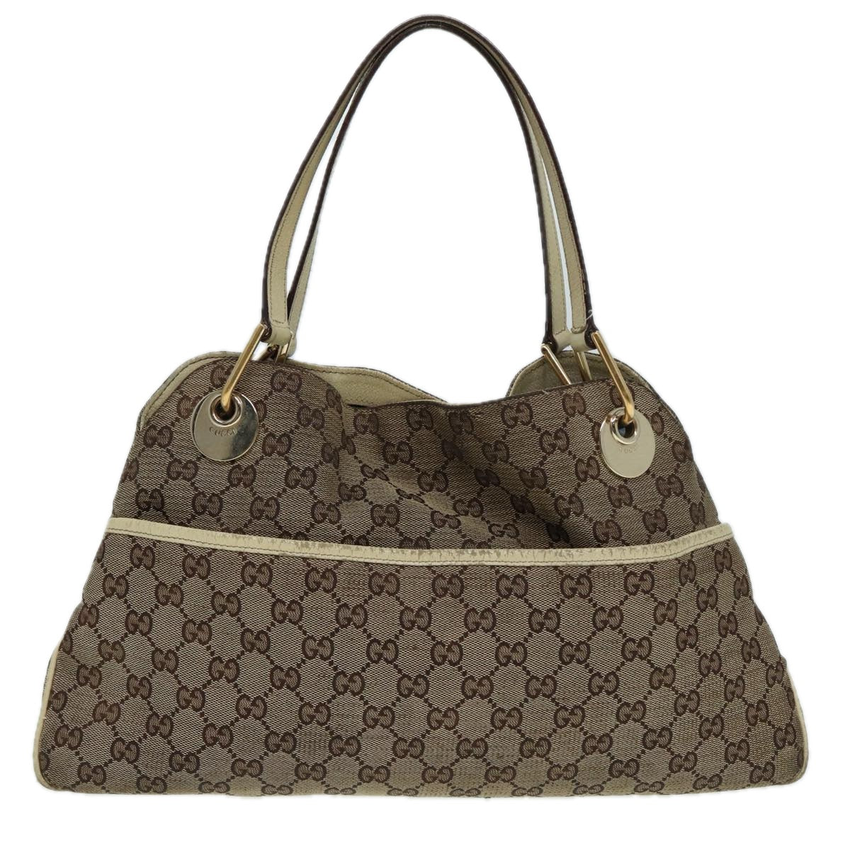 GUCCI GG Canvas Shoulder Bag Beige 121023 Auth 82193