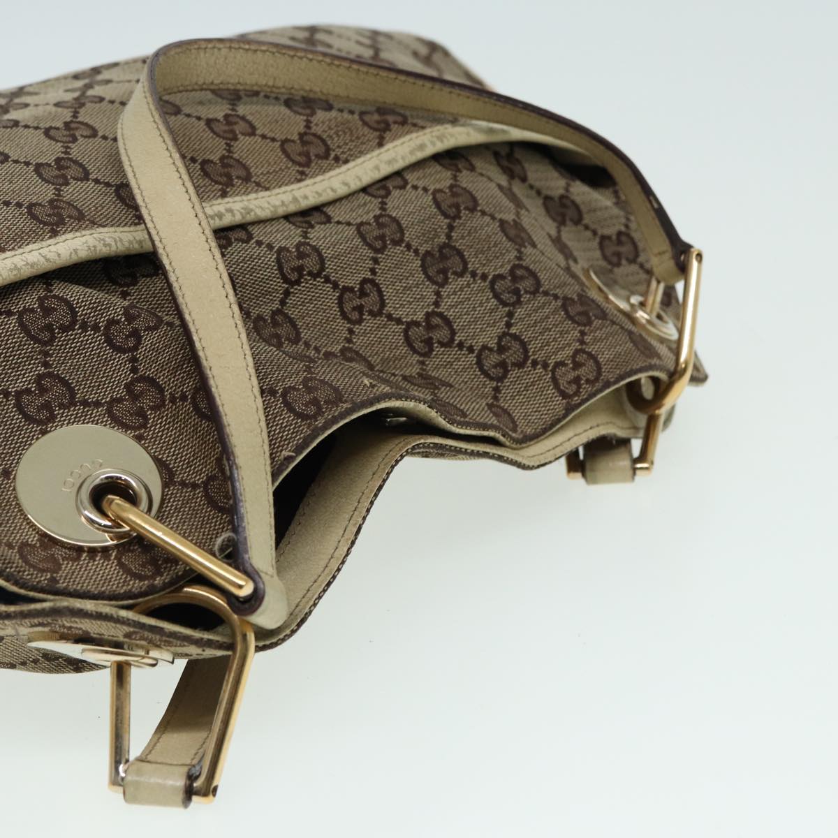 GUCCI GG Canvas Shoulder Bag Beige 121023 Auth 82193