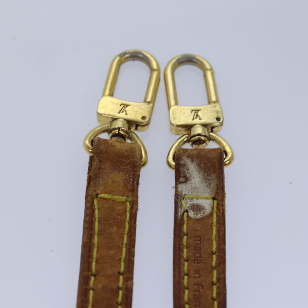 LOUIS VUITTON Shoulder Strap Leather 47.2"" Beige LV Auth 82197