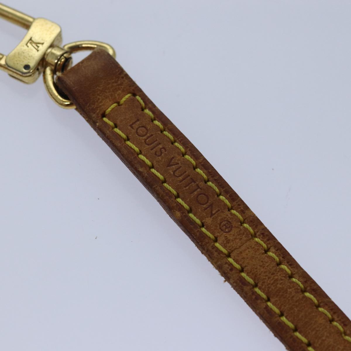 LOUIS VUITTON Shoulder Strap Leather 47.2"" Beige LV Auth 82197