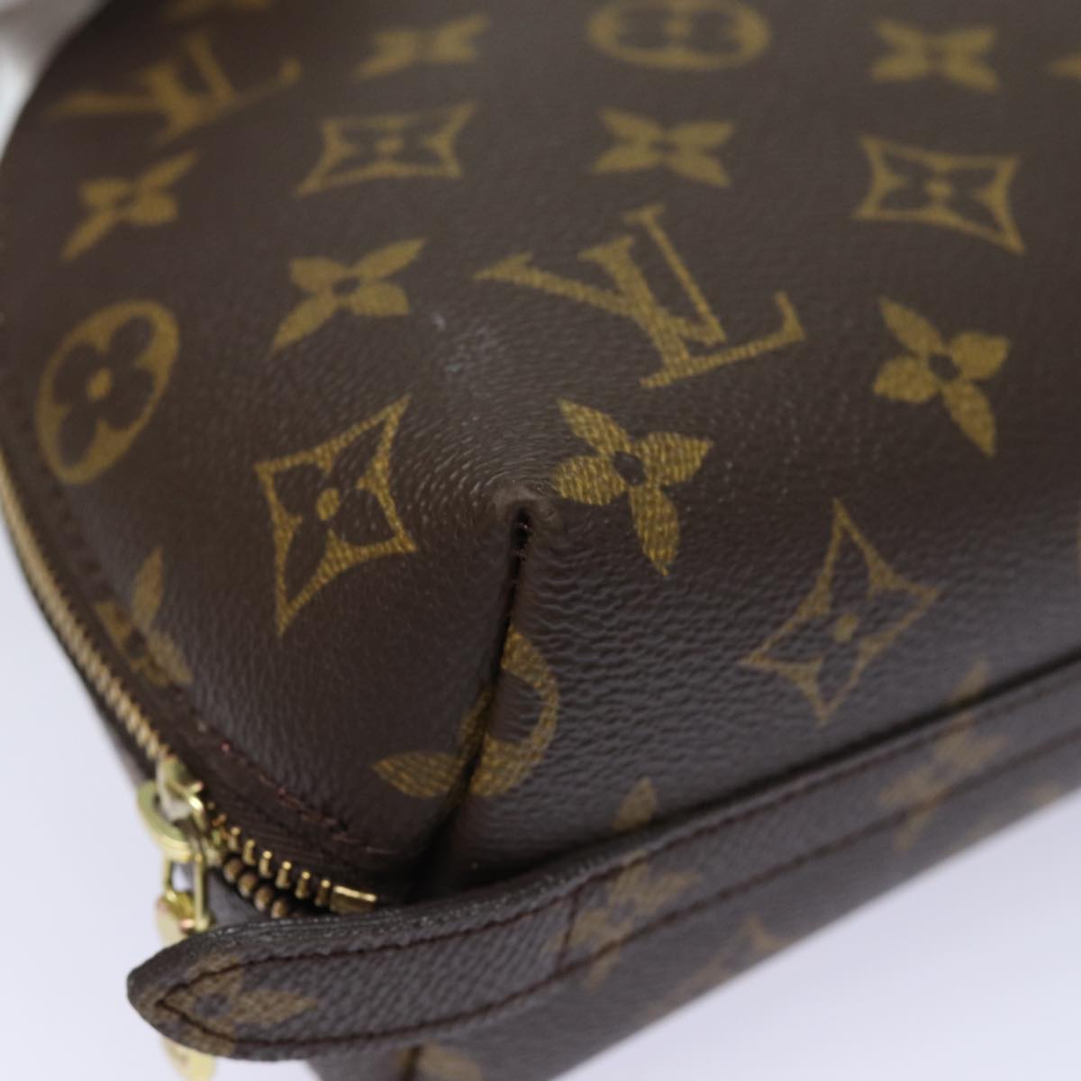 LOUIS VUITTON Monogram Trousse Demi Ronde Cosmetic Pouch M47520 LV Auth 82207