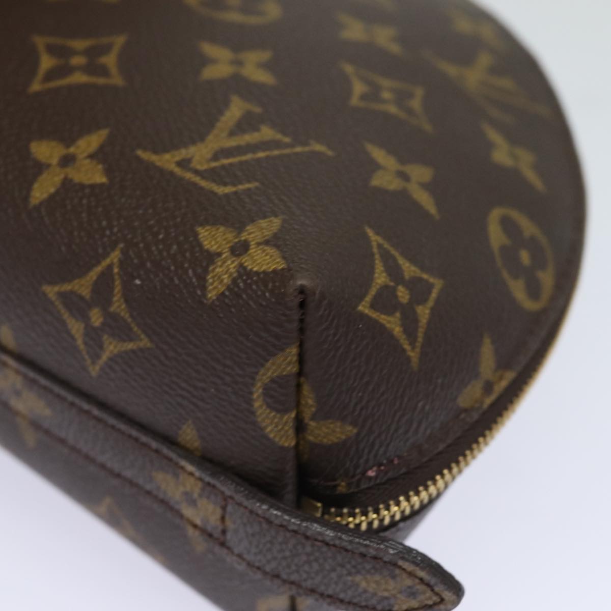 LOUIS VUITTON Monogram Trousse Demi Ronde Cosmetic Pouch M47520 LV Auth 82207