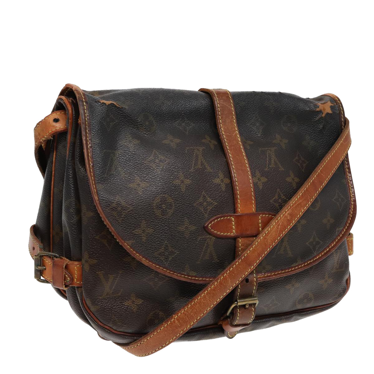 LOUIS VUITTON Monogram Saumur 30 Shoulder Bag M42256 LV Auth 82220