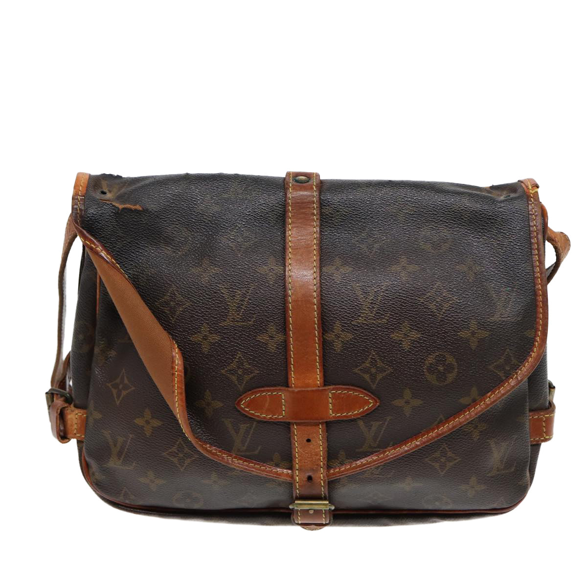 LOUIS VUITTON Monogram Saumur 30 Shoulder Bag M42256 LV Auth 82220