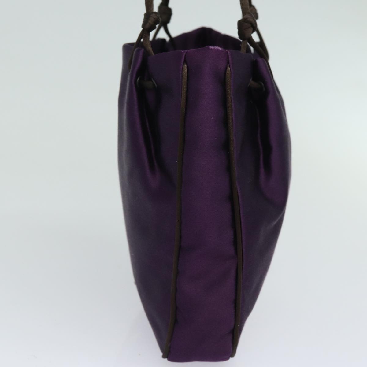 PRADA Hand Bag Satin Purple Auth 82240