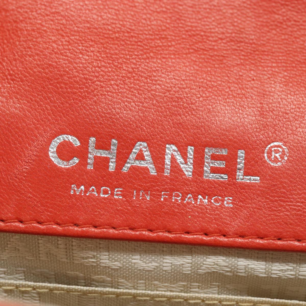 CHANEL Matelasse Chain mini Hand Bag Lamb Skin Orange CC Auth 82245A