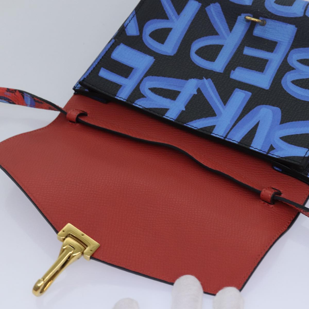 BURBERRY Shoulder Bag Graffiti Leather Red Blue Auth 82250A