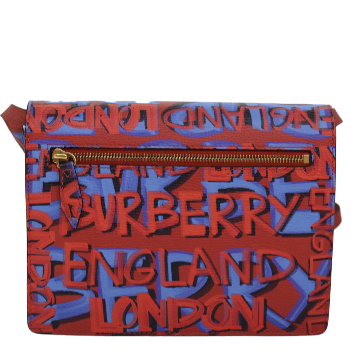 BURBERRY Shoulder Bag Graffiti Leather Red Blue Auth 82250A