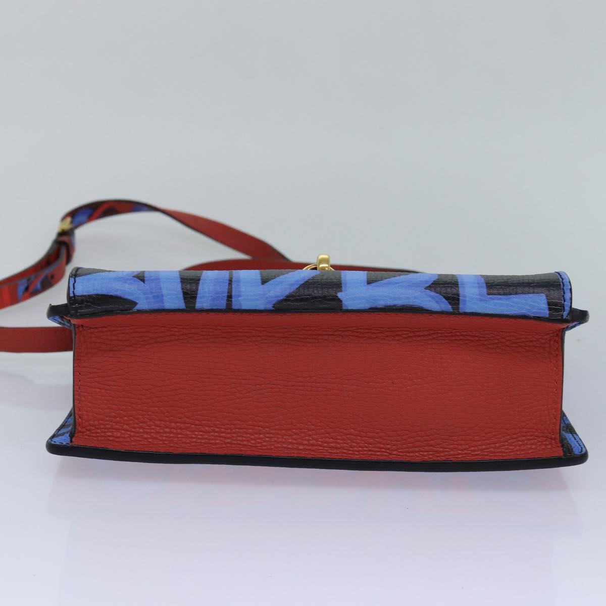 BURBERRY Shoulder Bag Graffiti Leather Red Blue Auth 82250A