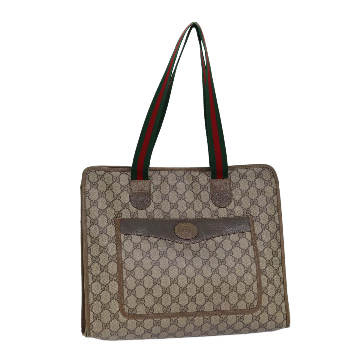 GUCCI GG Supreme Tote Bag WebSherry Line PVC Beige 89.02.997 Auth 82256