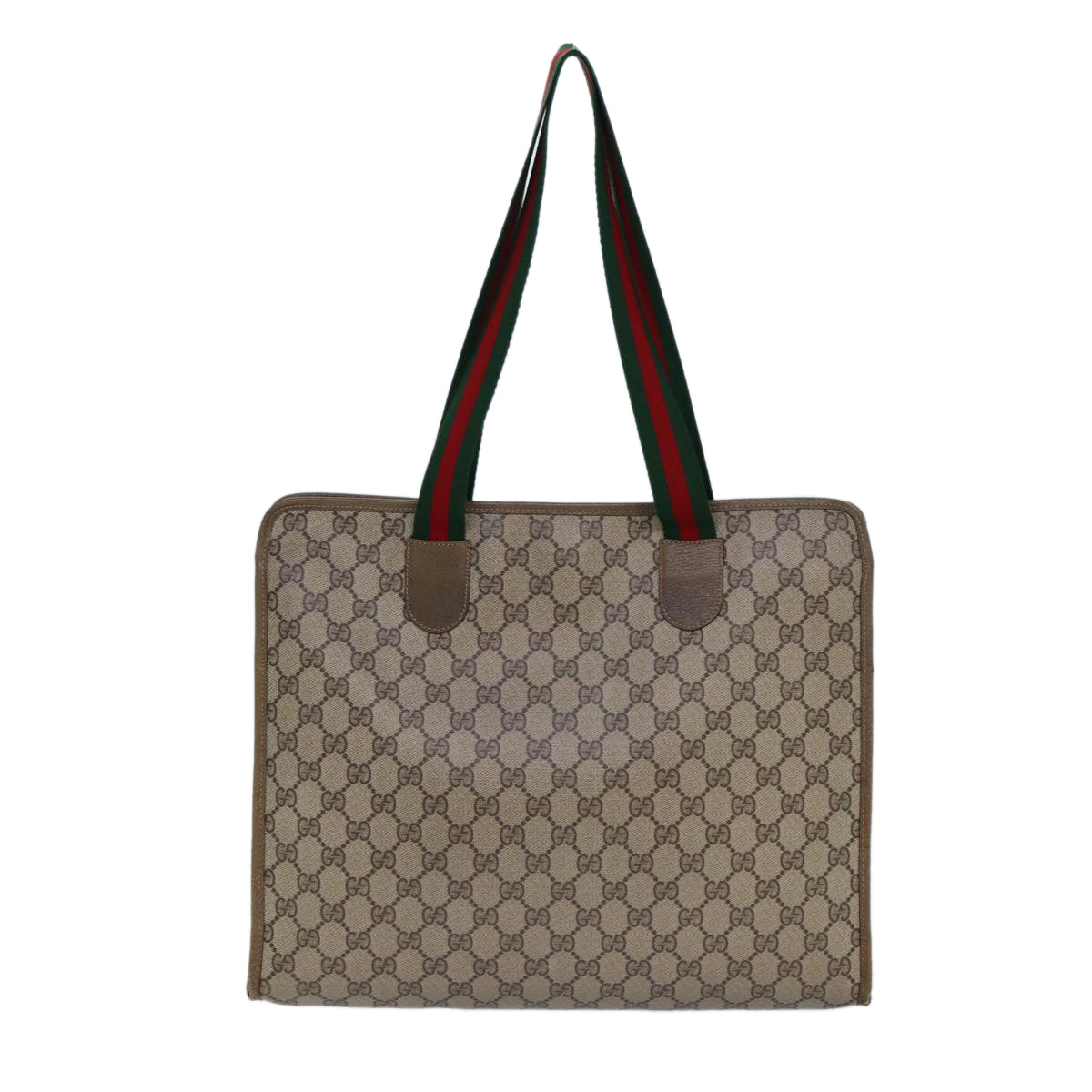 GUCCI GG Supreme Tote Bag WebSherry Line PVC Beige 89.02.997 Auth 82256