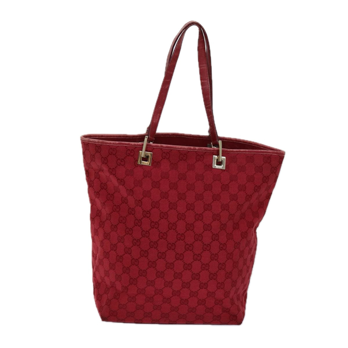 GUCCI GG Canvas Tote Bag Red 002.1098 3444 Auth 82259