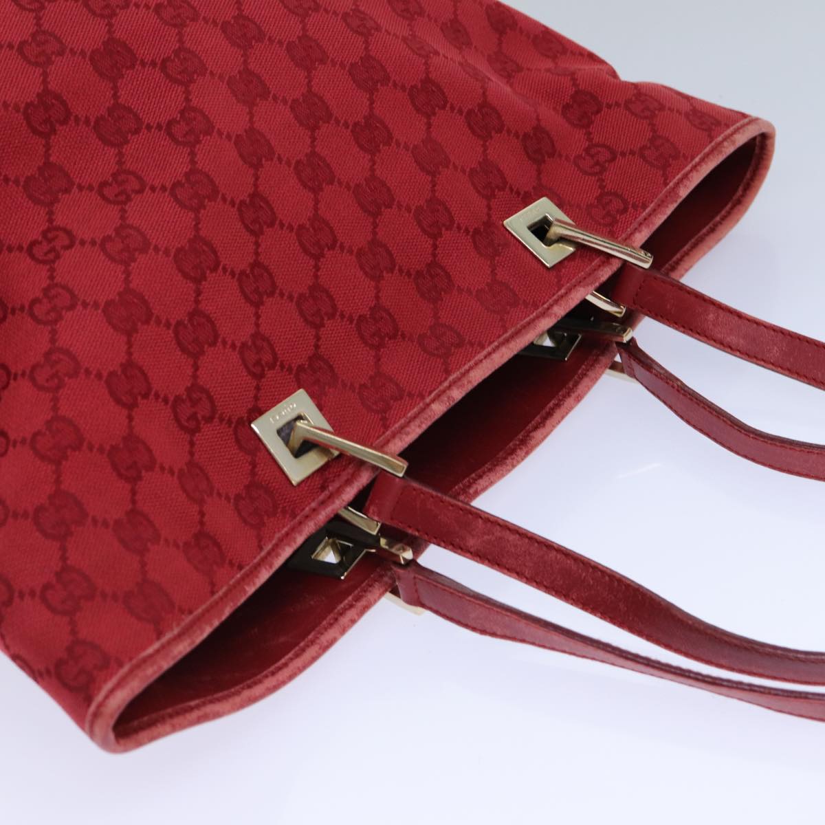 GUCCI GG Canvas Tote Bag Red 002.1098 3444 Auth 82259