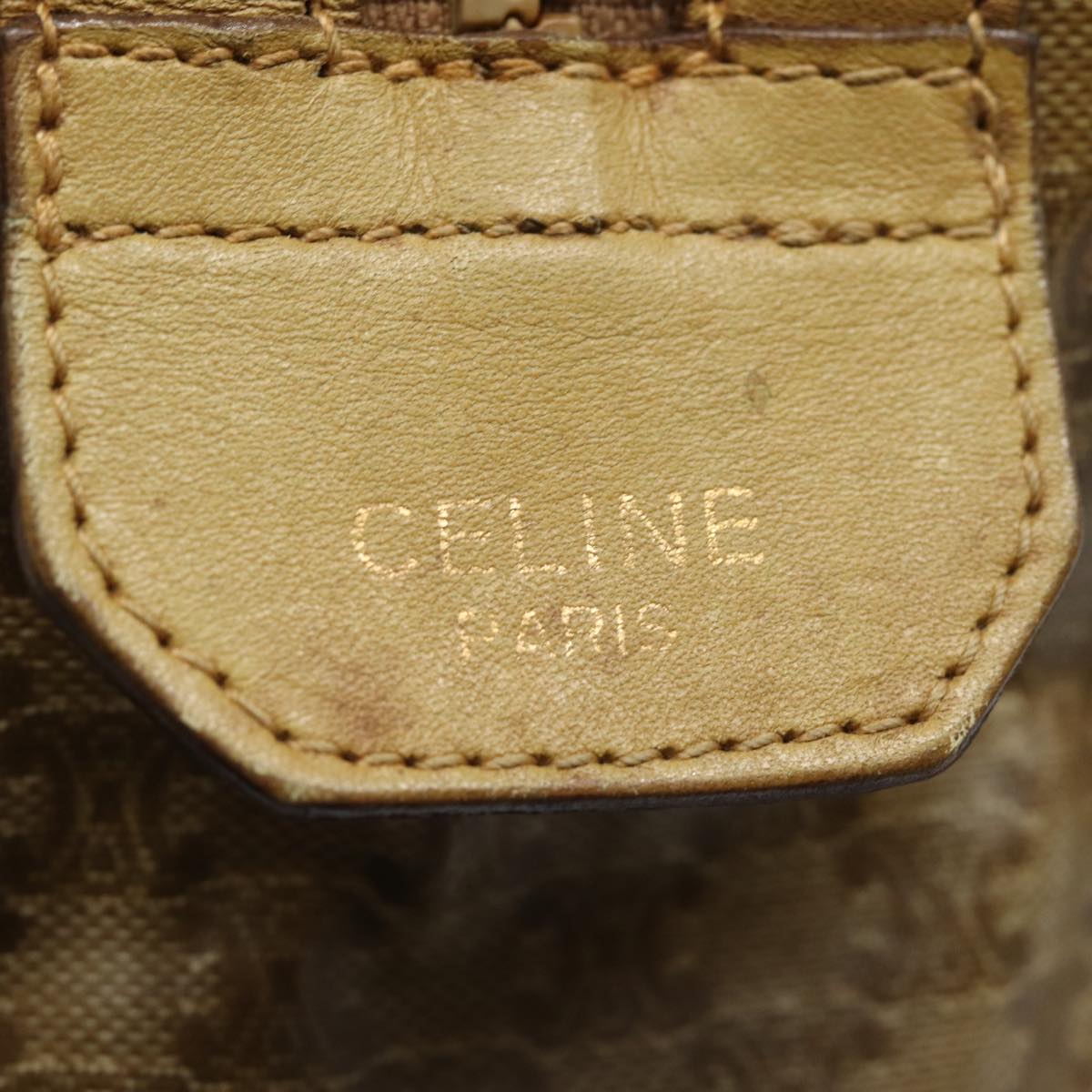 CELINE Macadam Canvas Hand Bag Beige Auth 82265