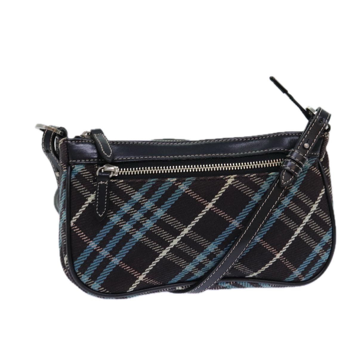 BURBERRY Nova Check Blue Label Shoulder Bag Canvas Brown Blue Auth 82267