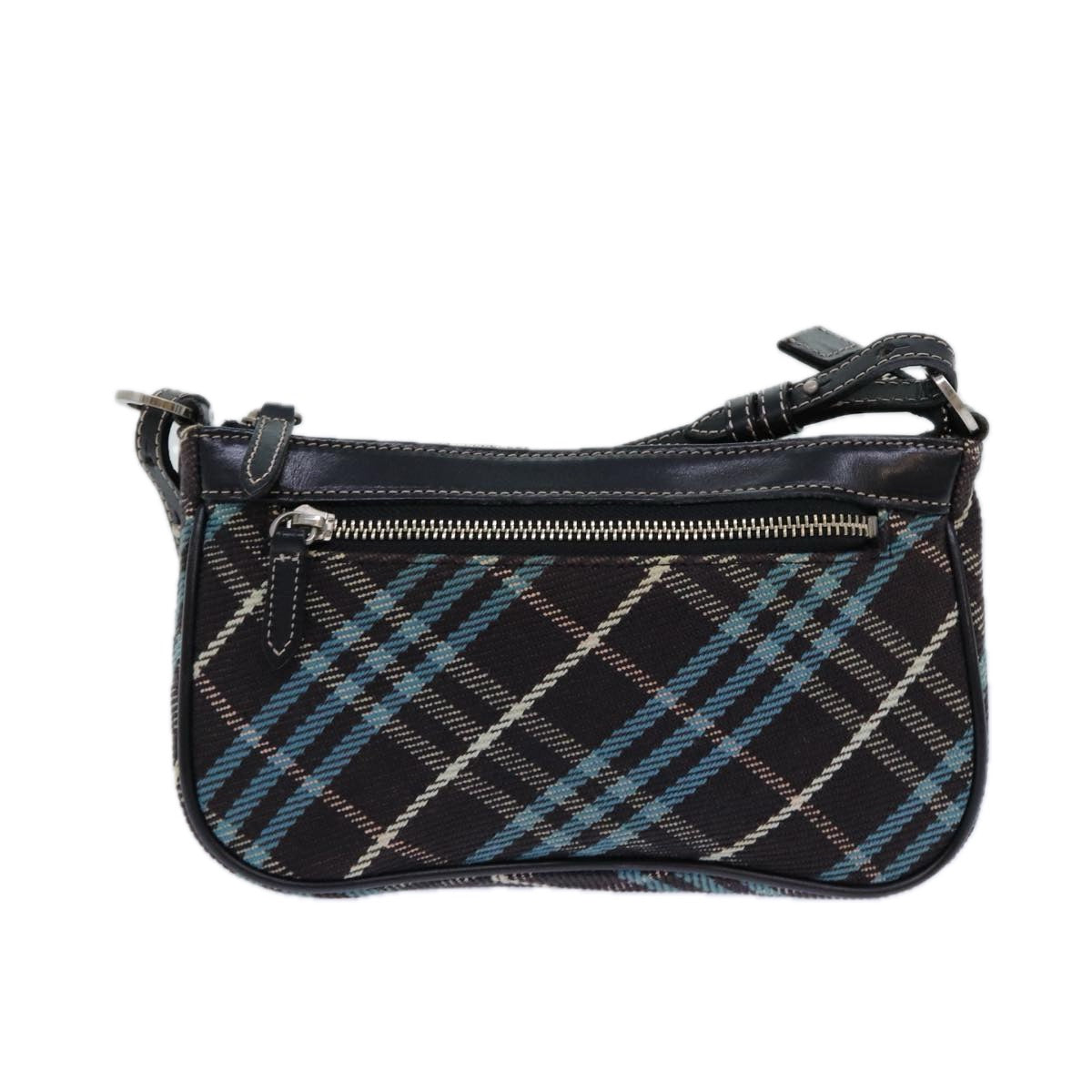 BURBERRY Nova Check Blue Label Shoulder Bag Canvas Brown Blue Auth 82267