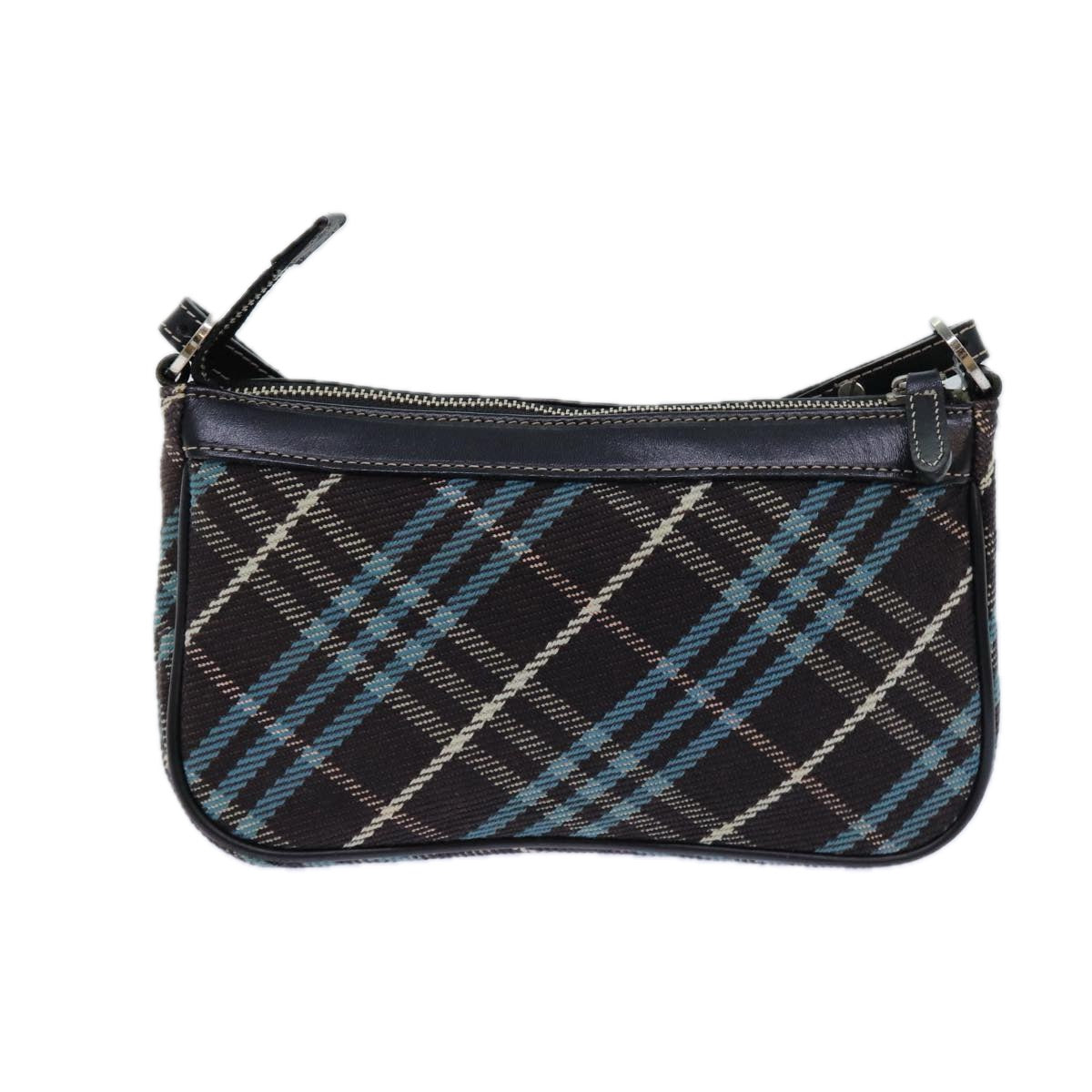 BURBERRY Nova Check Blue Label Shoulder Bag Canvas Brown Blue Auth 82267 - 0