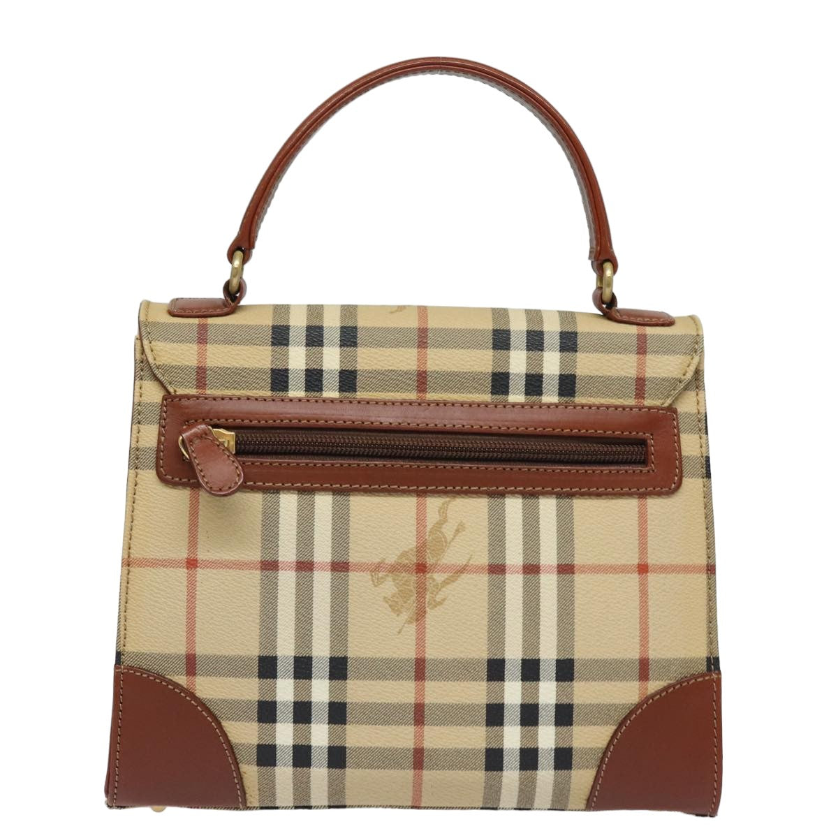 BURBERRY Nova Check Hand Bag PVC Leather 2way Beige Auth 82268A - 0