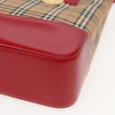 BURBERRY Nova Check Tote Bag Canvas Beige Red Auth 82269-14