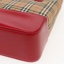 BURBERRY Nova Check Tote Bag Canvas Beige Red Auth 82269-16