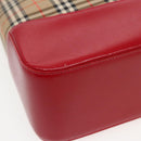BURBERRY Nova Check Tote Bag Canvas Beige Red Auth 82269-9