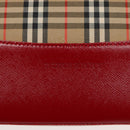 BURBERRY Nova Check Tote Bag Canvas Beige Red Auth 82269-17
