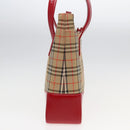 BURBERRY Nova Check Tote Bag Canvas Beige Red Auth 82269-3
