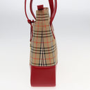BURBERRY Nova Check Tote Bag Canvas Beige Red Auth 82269-4