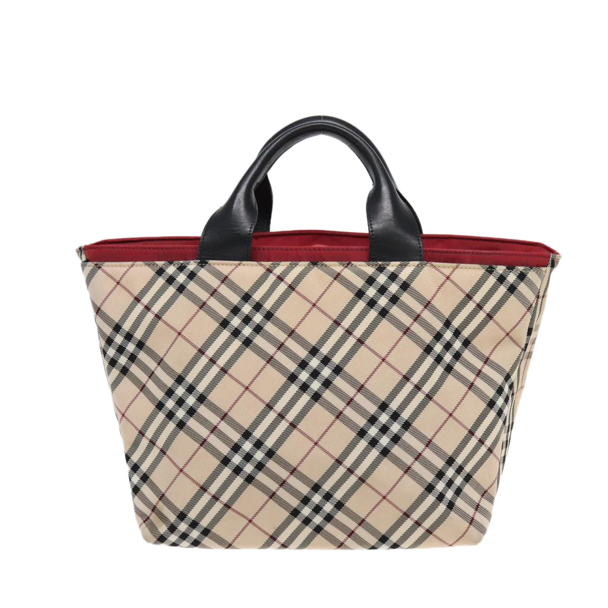 BURBERRY Nova Check Hand Bag Canvas Beige Auth 82270